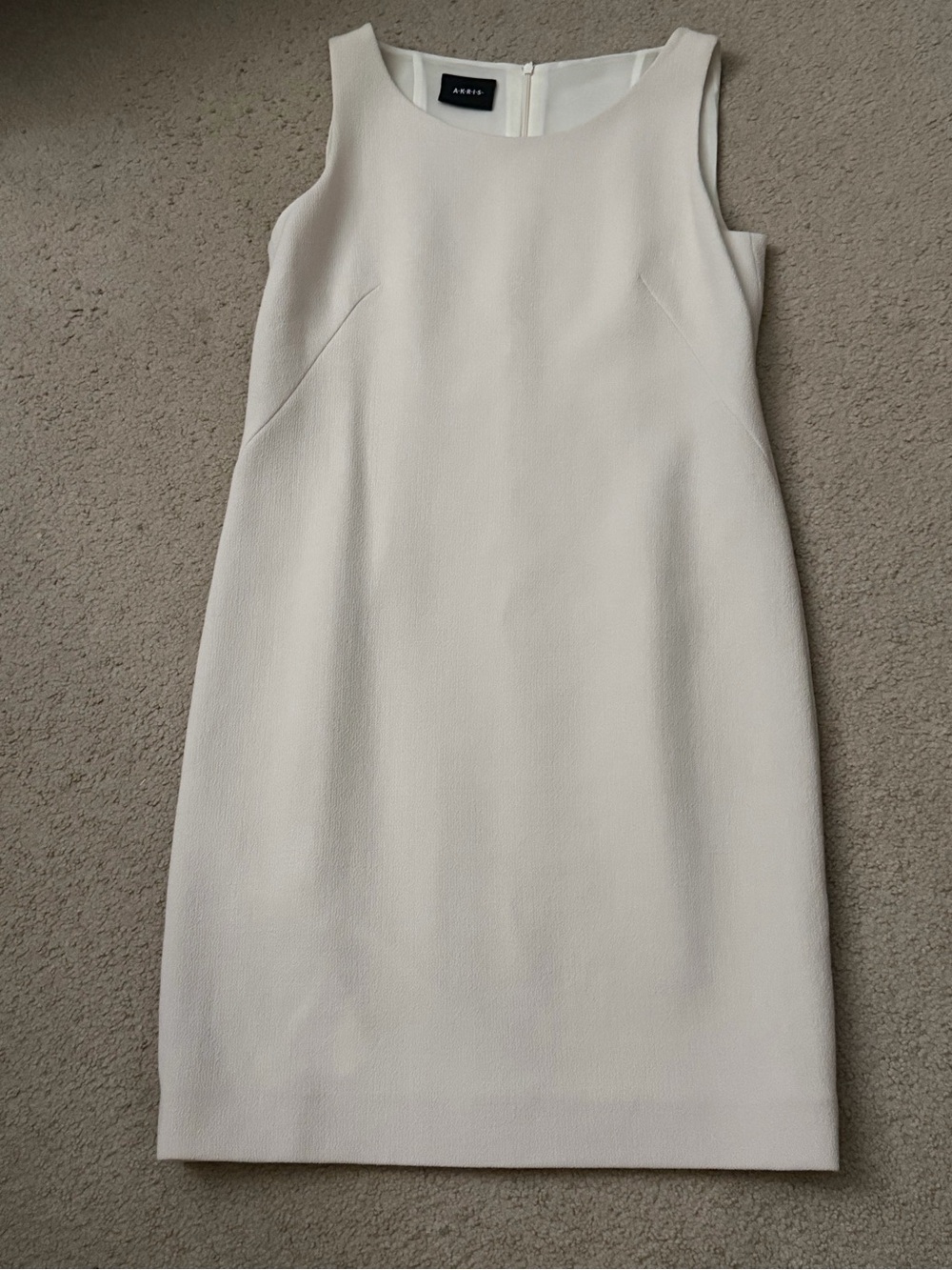Akris Sleeveless Cream Midi Sheath Dress